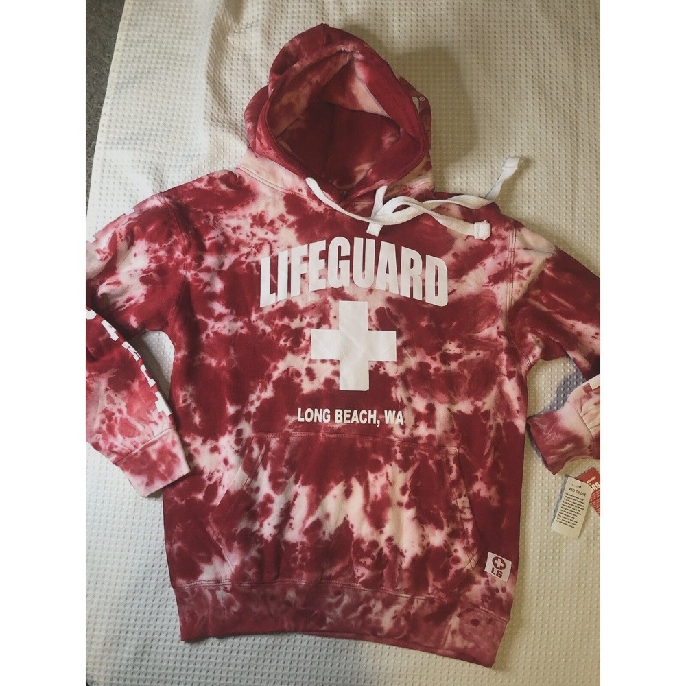 LIFEGUARD - NEW - Small - Hooded Sweatshirt - Long Beach, WA - TIE DYE - RED -